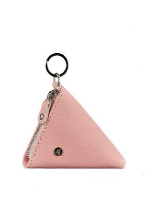 Женская кожаная монетница 2.0 пирамида розовая5 фото