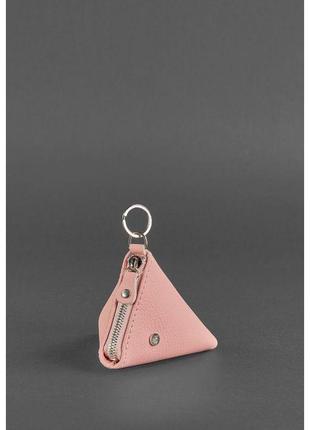 Женская кожаная монетница 2.0 пирамида розовая2 фото