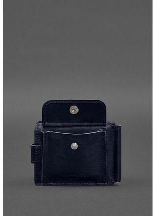 Шкіряне портмоне 13.1 затискач із хлястиком синій крас6 фото