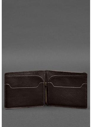 Шкіряне портмоне 13.0 затискач темно-коричневий крат4 фото
