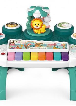 Детская музыкальная игрушка пианино для малышей на батарейках, диско шар, подсветка, игрушка карусель4 фото
