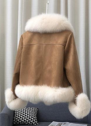 Стильная натуральная зимняя куртка с мехом5 фото