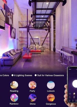 2шт умная лампочка mycket, многоцветная, светодиодная wi-fi лампа 2800k-6500k, rgb,...