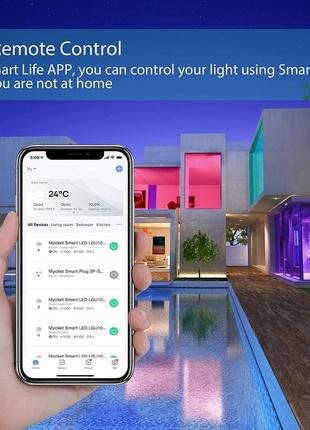 2шт умная лампочка mycket, многоцветная, светодиодная wi-fi лампа 2800k-6500k, rgb,...