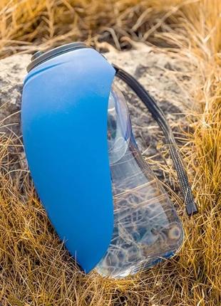 Герметическая бутылочка поилка для собак дорожная, переносная поилка для собак на прогулку или в поездку синяя