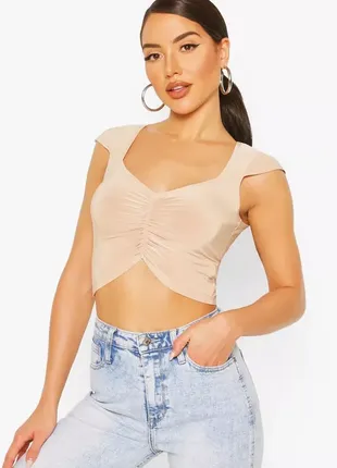Новий топ з v-подібним вирізом і складками спереду boohoo