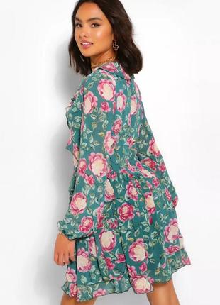 Шифонова сукня у квітковий принт boohoo3 фото