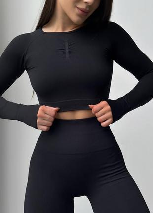 Утягуючий фітнес костюм лосини пуш ап та рашгард