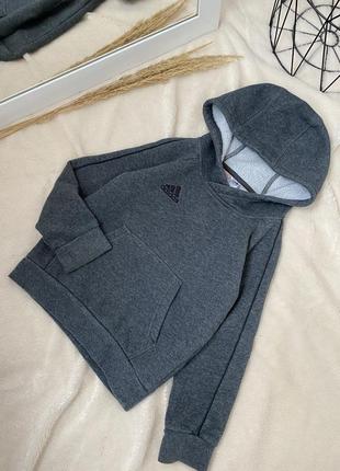Дитяссе серое утепленное худи adidas