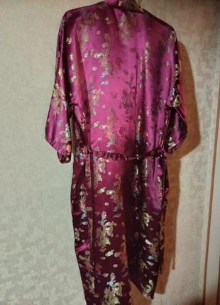 Халат кимоно восток японское китайское окраску бордо драконы длинный р. xxl6 фото
