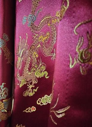 Халат кимоно восток японское китайское окраску бордо драконы длинный р. xxl2 фото