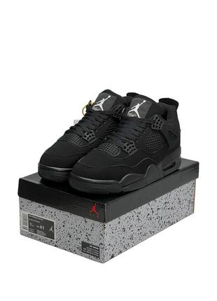 Чоловічі кросівки nike air jordan 4 retro all black matte fur#найк