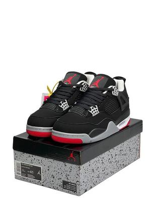 Чоловічі кросівки nike air jordan 4 retro bred fur#найк