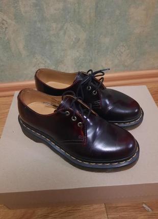 Туфлі черевики лофери брогі оксфорди dr. martens 1461 vegan — cherry red cambridge brush