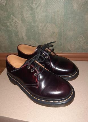 Лофери  dr. martens 1461 vegan — cherry red cambridge brush5 фото