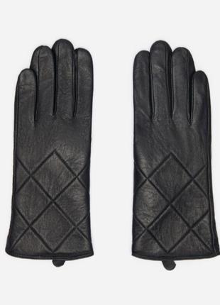 Кожаные женские перчатки коричневые черные