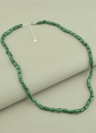 117762 бусы  малахит серебро(925) 45 см.