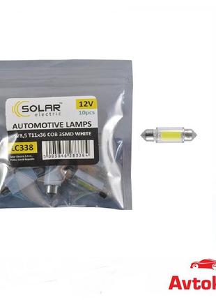 Светодиодная лампа led 12v sv8.5 t11x36 cob-3smd white 10шт. пол.пак.