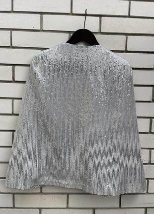 Блестящий серебристый кейп,жакет,пиджак zara10 фото