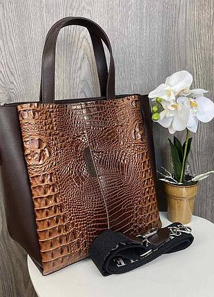 Жіноча середня сумка рептилія, сумка тоут, шоппер