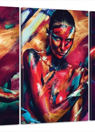 Модульна картина дівчина фарби art-35_b3 з лаковим покриттям