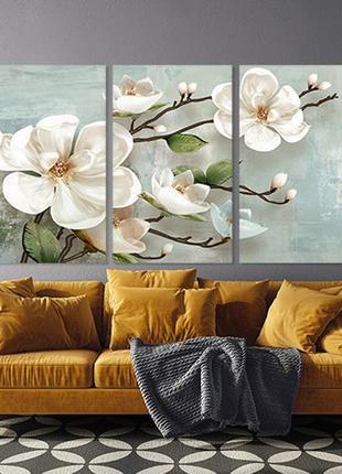 Модульная картина в гостиную / спальню біла орхідея art-309 3a с лаковым покрытием