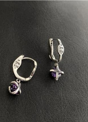 Сережки срібло silver з маленьким аметистом