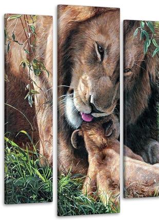 Модульная картина семья львов art-216_5 с лаковым покрытием1 фото
