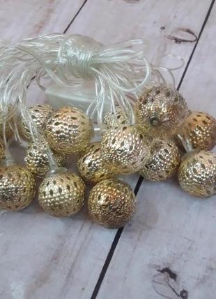 Гирлянда, фонарики золотые шарики6 фото