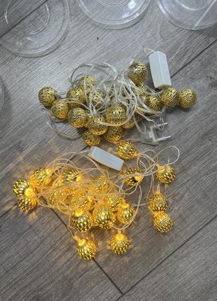 Гирлянда, фонарики золотые шарики3 фото