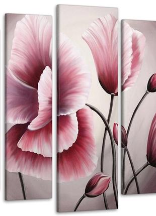 Модульная картина абстракция цветы art-148_5 с лаковым покрытием