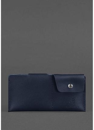 Кожаное портмоне-купюрник 8.0 темно-синее3 фото