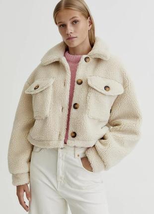 Куртка-шубка тедді вкорочена pull & bear