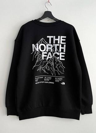 Трендовий чоловічий світшот на флісі зимовий  в стилі тнф tnf the north face mountain гори якісна чоловіча кофта тепла оверсайз