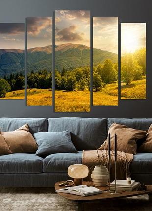 Модульная картина в гостиную / спальню  пейзаж гір lm008_5 с лаковым покрытием4 фото