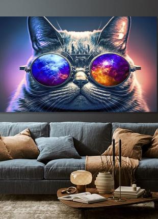 Картина на стену в гостиную / спальню кіт в окулярах  mlp_79 с лаковым покрытием3 фото