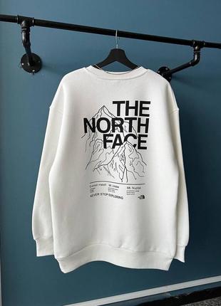 Трендовий чоловічий світшот на флісі зимовий  в стилі тнф tnf the north face mountain гори якісна чоловіча кофта тепла оверсайз