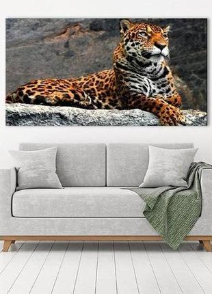 Картина на холсте на стену для интерьера/спальни/офиса dk леопард (dkp4560-z649) 50х100 см2 фото