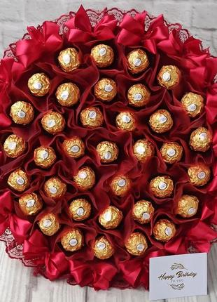 Большой букет из конфет ferrero rocher, конфетный букет для женщины, мамы, девушки, коллеги или начальницы
