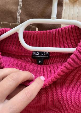 Вязаный свитер цвета фуксия из хлопка украинского бренда must have2 фото
