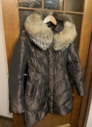 Зимний пуховик с натуральным мехом, стеганое теплое пальто clasna2 фото