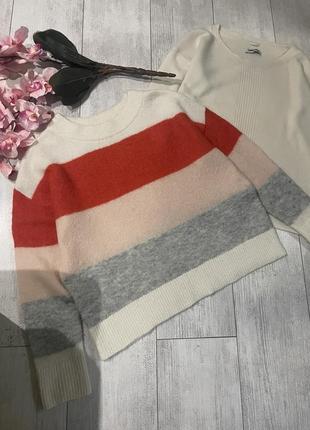 Джемпер свитер h&m шерстяной мохерный в полоску шерсть мохер шерстяной2 фото