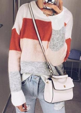 Джемпер свитер h&amp;m шерстяной мохерный в полоску шерсть мохер шерстяной1 фото