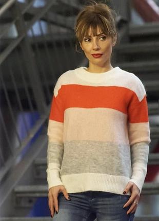 Джемпер свитер h&m шерстяной мохерный в полоску шерсть мохер шерстяной7 фото
