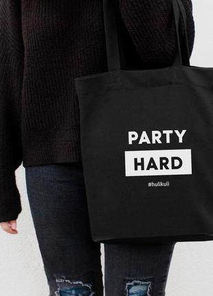 Экосумка "party hard", чорний, black, англійська2 фото