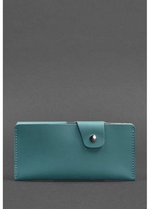 Женское кожаное портмоне-купюрник 8.0 бирюзовое