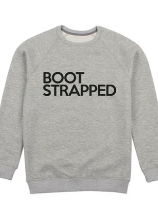 Свитшот унисекс "boot strapped", сірий, m, gray, англійська1 фото