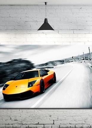Картина на холсте на стену для интерьера/спальни/офиса dk желтая ламборджини (dkp4560-m800) 50х100 см