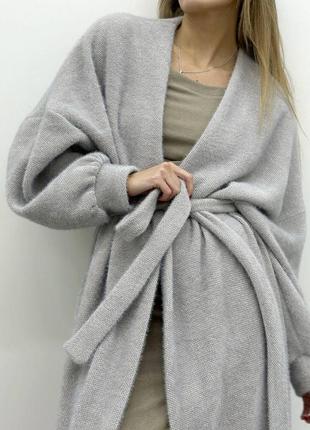 Кардиган - пальто довгий жіночий преміум трикотаж з ворсом10 фото