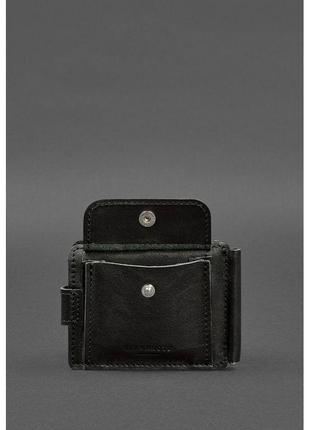 Кожаное портмоне 13.1 зажим с хлястиком черный краст6 фото